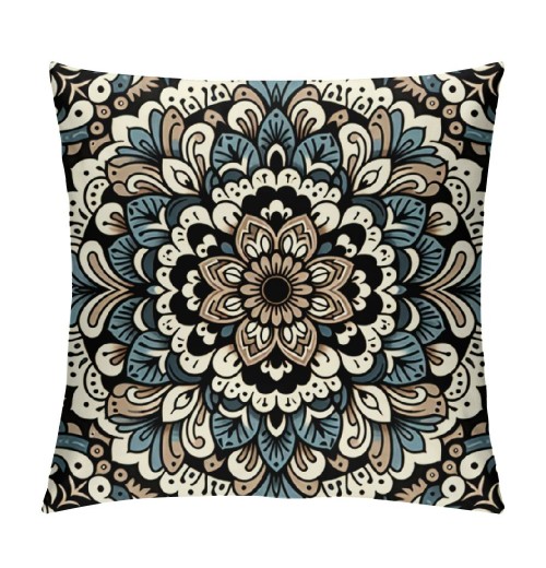 PHYHOO Short Plush pillow Covers Brown Blue Flower Square pillow Case for Bedroom, Sofa, Car Decoration Both Sides