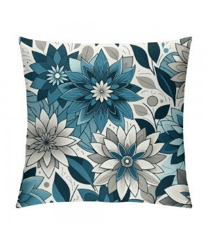 PHYHOO Short Plush pillow Covers Blue Flower Square pillow Case for Bedroom, Sofa, Car Decoration Both Sides