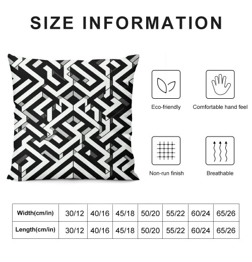 PHYHOO Short Plush pillow Covers White and Black Style Geometric Square pillow Case for Bedroom, Sofa, Car Decoration Both Sides