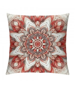 PHYHOO Short Plush pillow Covers Red Pink Flower Square pillow Case for Bedroom, Sofa, Car Decoration Both Sides