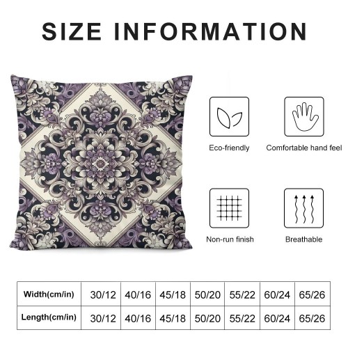 PHYHOO Short Plush pillow Covers Vintage Floral Square pillow Case for Bedroom, Sofa, Car Decoration Both Sides, Grey Purple