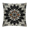 PHYHOO Short Plush pillow Covers Black Orange Flower Square pillow Case for Bedroom, Sofa, Car Decoration Both Sides