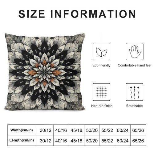 PHYHOO Short Plush pillow Covers Black Orange Flower Square pillow Case for Bedroom, Sofa, Car Decoration Both Sides