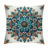 PHYHOO Short Plush pillow Covers Blue Orange Flower Square pillow Case for Bedroom, Sofa, Car Decoration Both Sides