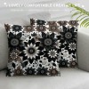 PHYHOO Short Plush pillow Covers Black Brown&nbsp;Flower Square pillow Case for Bedroom, Sofa, Car Decoration Both Sides