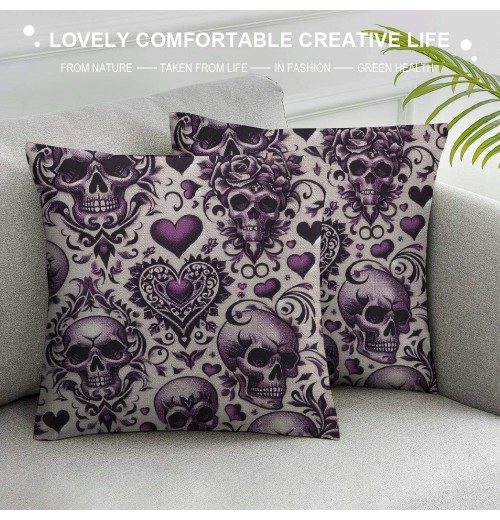 PHYHOO Halloween Geometric pillow Cover ,Purple Background Decorative Square Throw pillowcase for Outside Garden Patio Porch Couch Chair