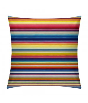 PHYHOO Short Plush pillow Covers Colorful Mexican Stripes Ethnic Style Square pillow Case for Bedroom, Sofa, Car Decoration Both Sides